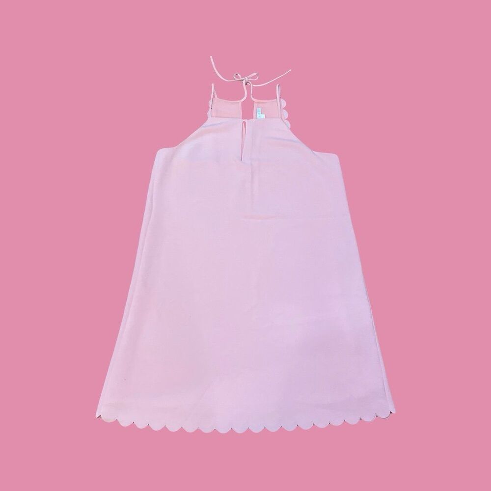 Cooper & Ella MEDIUM Mini Dress Blush Pink Scalloped Hem & Tie back NWT feminine